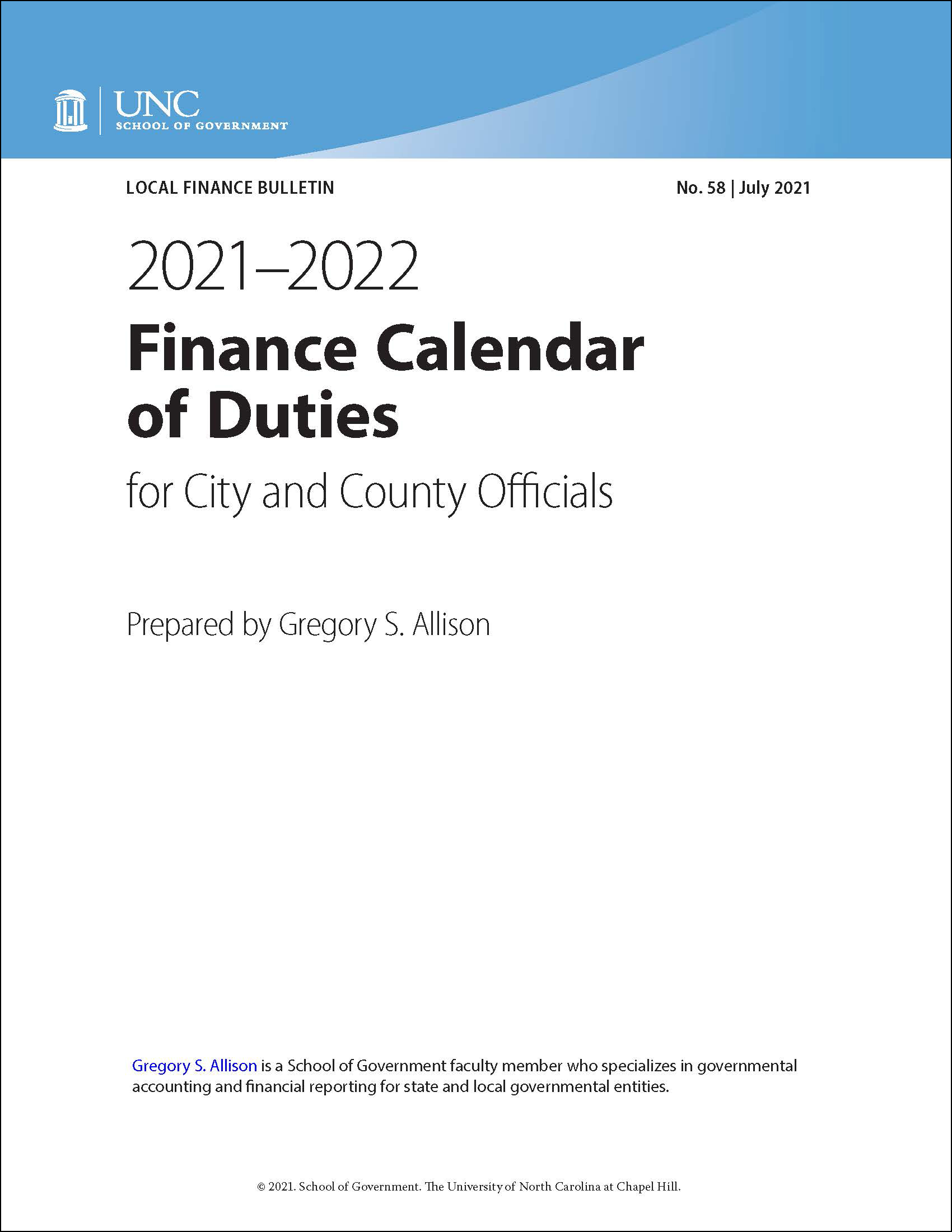 Cover image for 2021-22 Finance Calendar of Duties for City and County Officials
