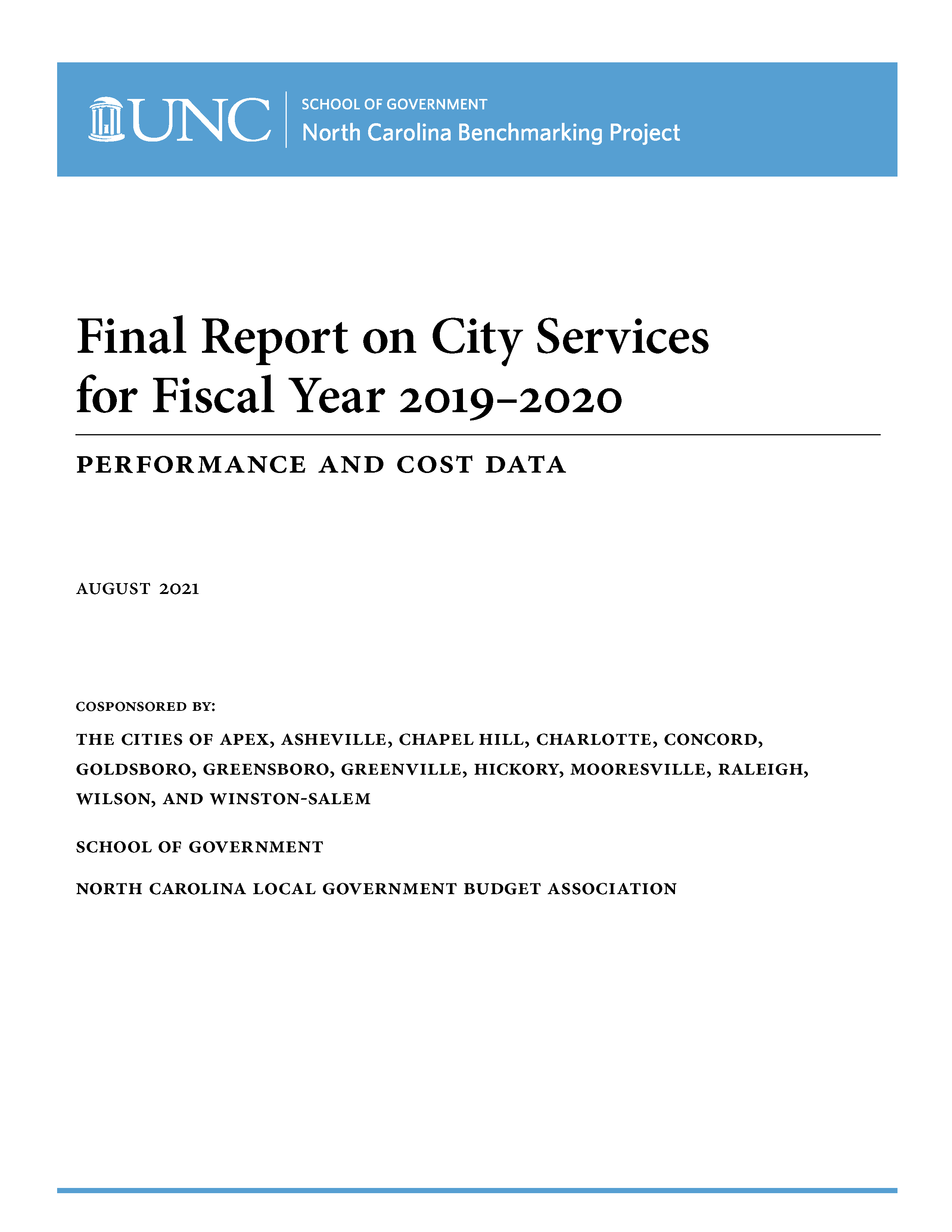 Cover image for Final Report on City Services for Fiscal Year 2019-2020: Performance and Cost Data