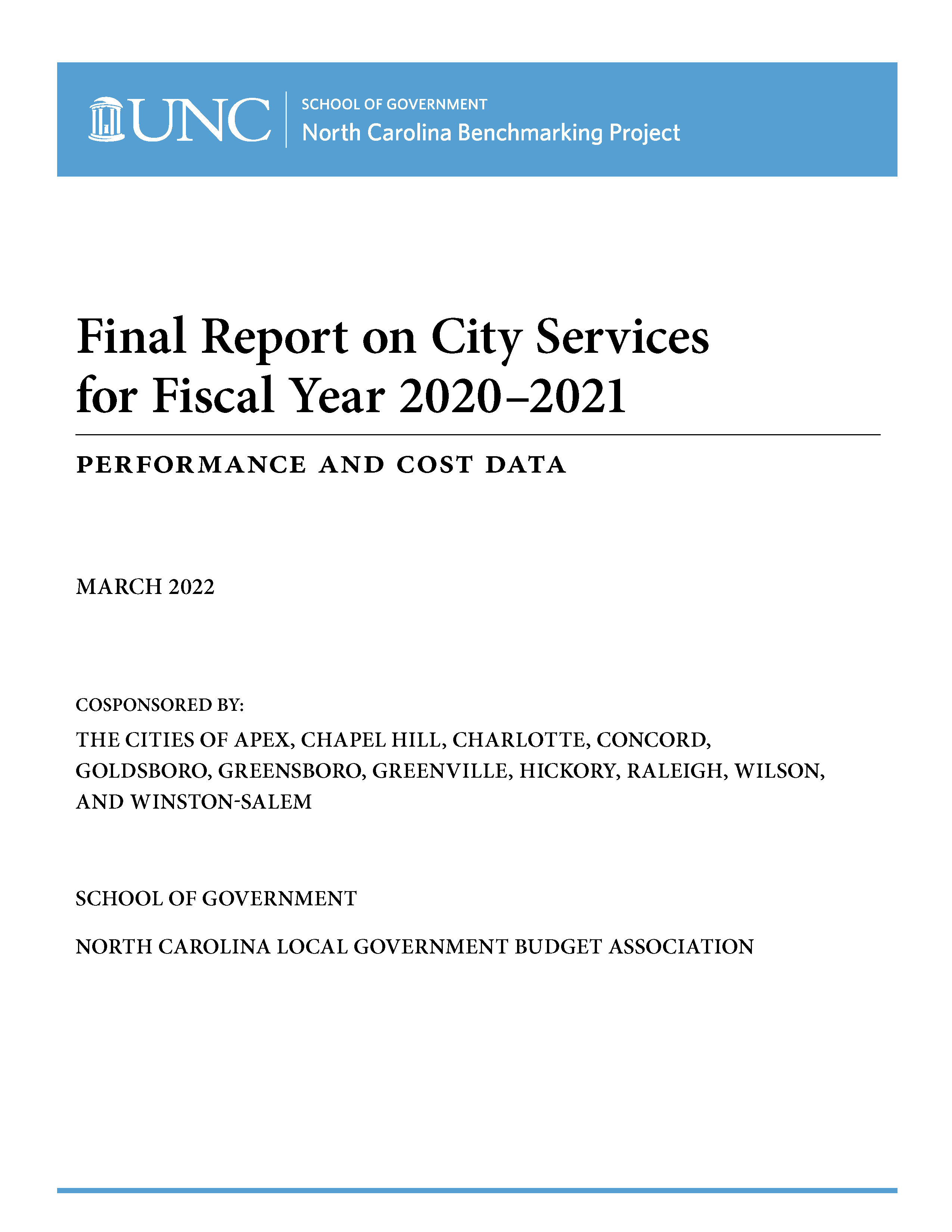 Cover image for Final Report on City Services for Fiscal Year 2020-2021: Performance and Cost Data