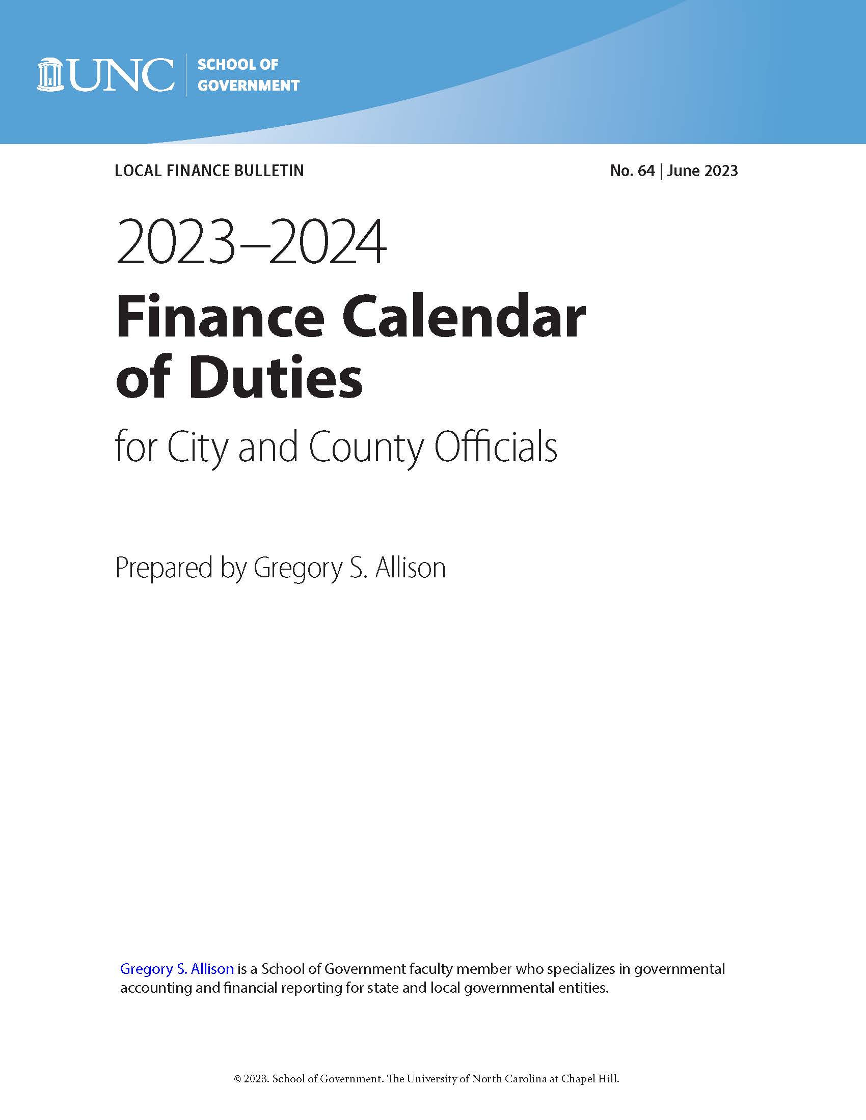 Cover image for 2023-24 Finance Calendar of Duties for City and County Officials