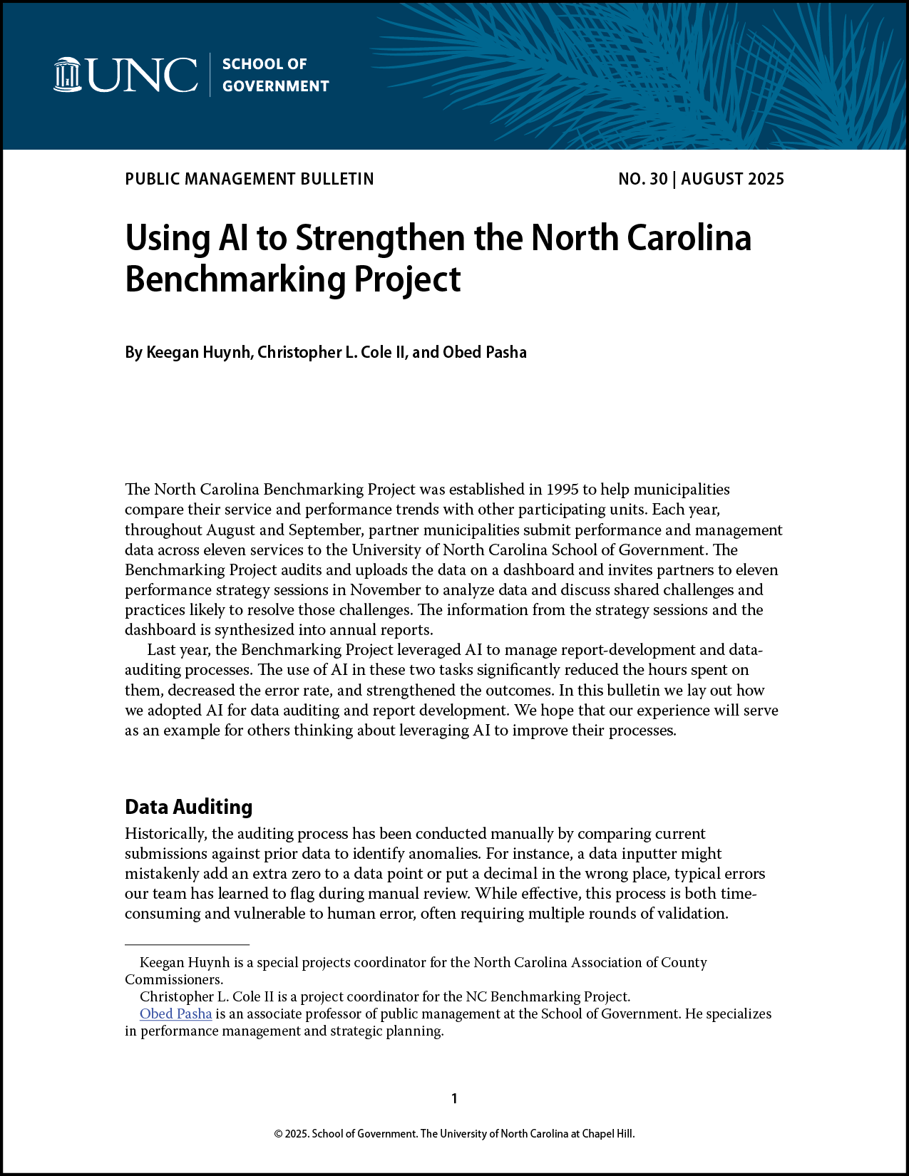 Cover image for Using AI to Strengthen the North Carolina Benchmarking Project