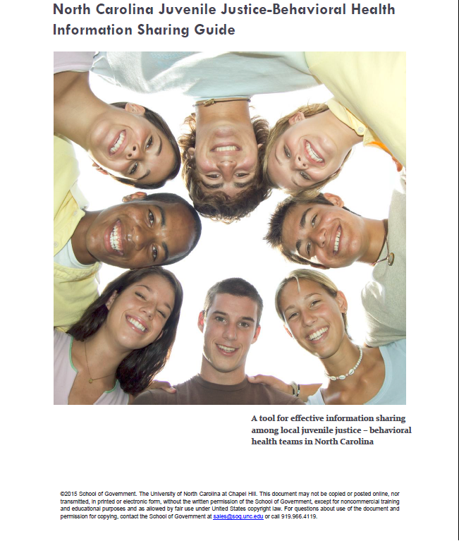 Cover image for North Carolina Juvenile Justice – Behavioral Health Information Sharing Guide