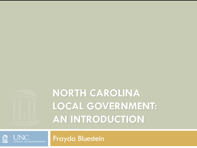 North Carolina Local Government: An Introduction
