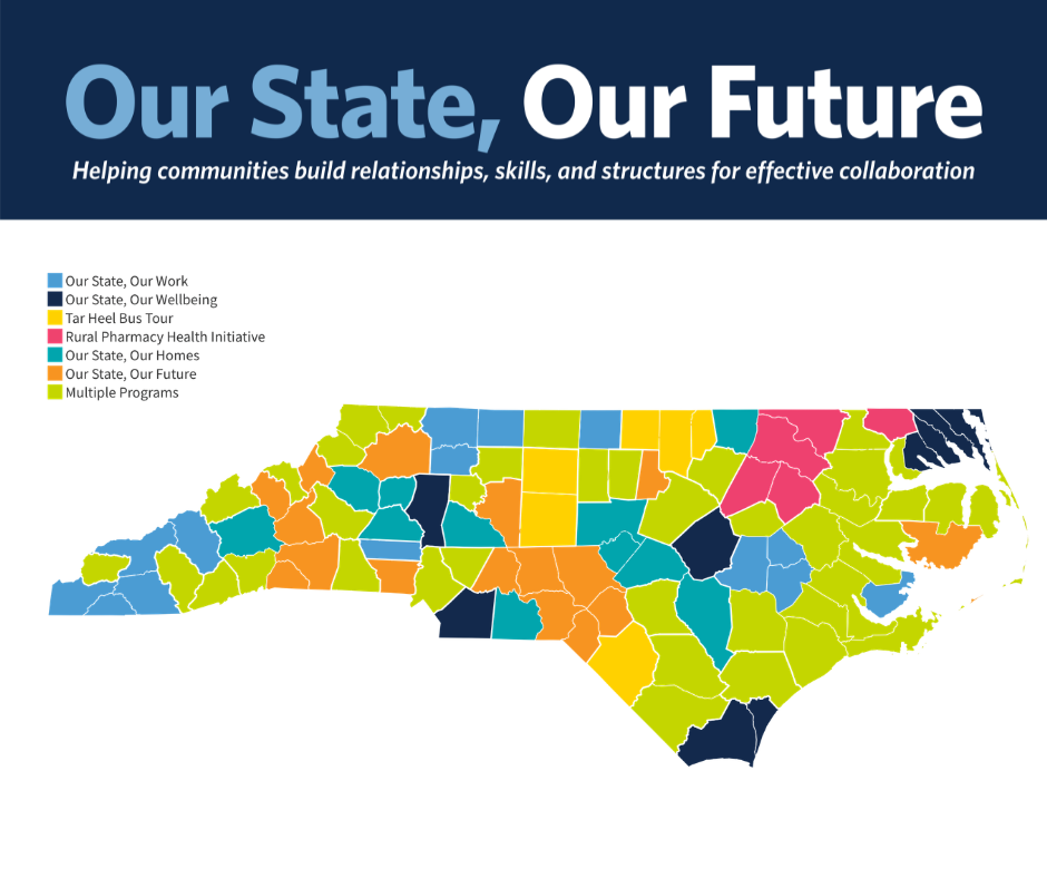 A map of Carolina Across 100's "Our State, Our Future" program