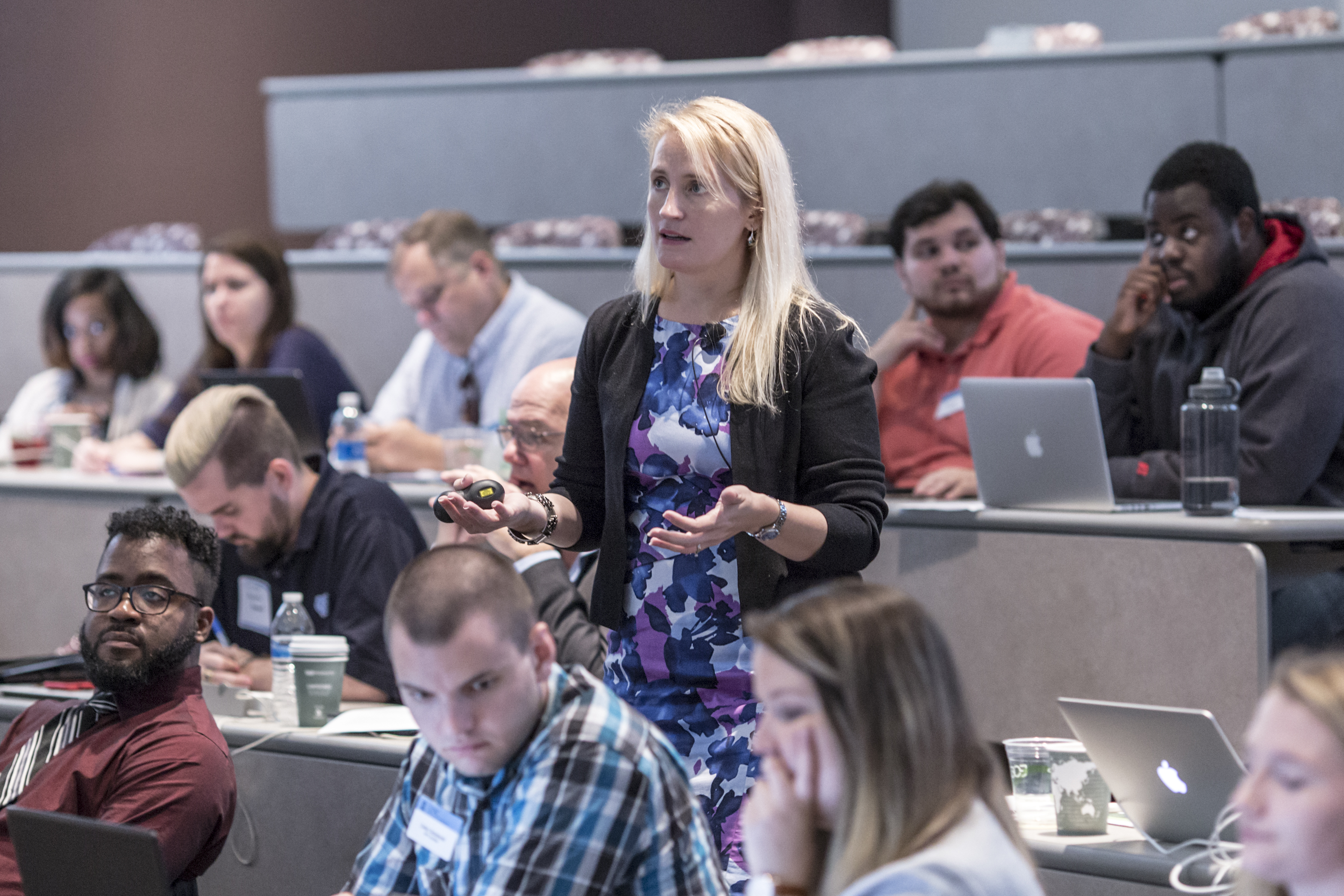 Assistant Professor of Public Administration and Government Whitney Afonso teaching in class. 