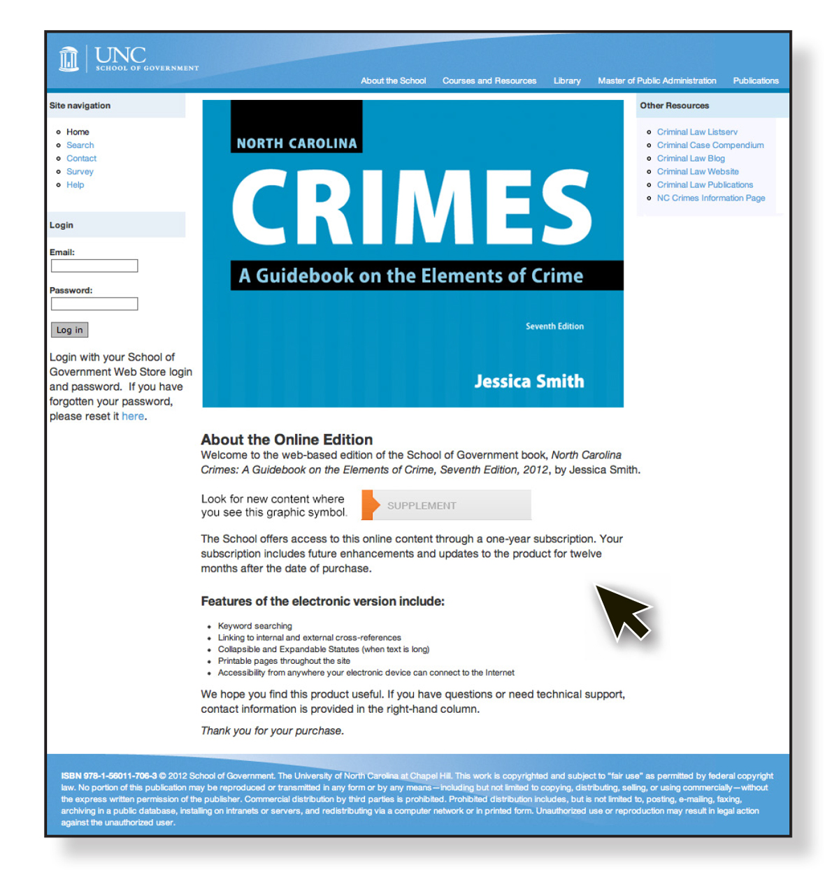 Cover image for NC Crimes, Seventh Edition, 2012: Online Subscription