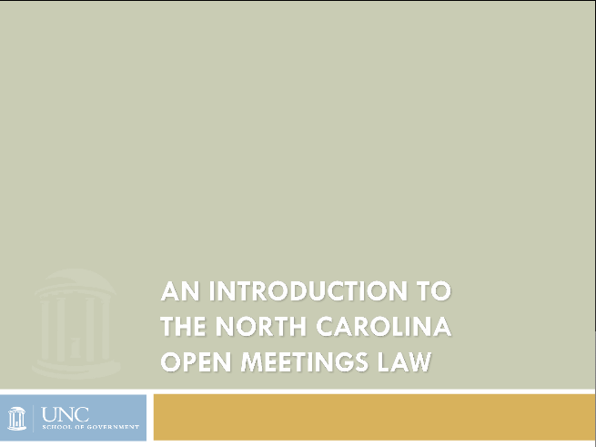 Cover image for An Introduction to the North Carolina Open Meetings Law: Part 1