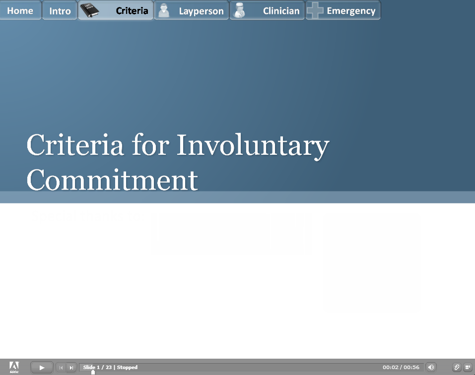Criteria for Involuntary Commitment
